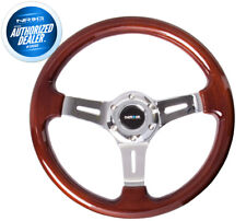 New Nrg Classic Wood Grain Steering Wheel 330mm 3 Chrome Spoke Center St-015-1ch