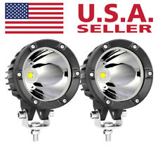 Pair 4 80w Round Led Work Lights Spot Pods Off Road Truck Atv Driving Lamps Fog