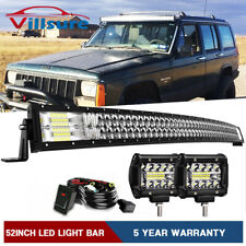 52 Curved Led Light Bar Combo Wiring Kit For Jeep Cherokee Xj Upper Roof Mount