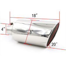 Fits 4 Inlet 8 Outlet 18 Long Stainless Steel Rolled Edge Exhaust Tip Diesel