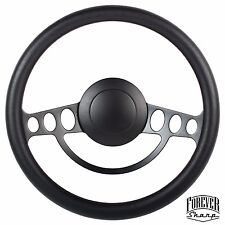 Chevy Gm Chevelle Nova 9 Hole Black Vinyl Aluminum Steering Wheel W Horn Button