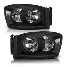 Black Clear Headlights Fits For 2006-2008 Dodge Ram 1500 2500 3500 Headlamps 2pc