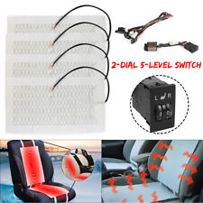 Universal 5 Level 12v Round Switch Carbon Fiber Car Heated Heater Seat Pads 4pcs