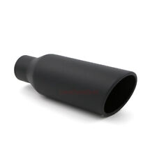 Stainless Steel Exhaust Tip 2.5 Inlet - 4 Outlet - 12 Long Rolled Edge Black