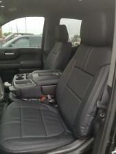 Clazzio Genuine Leather Black Seat Covers For 2019-2024 Chevy Silverado Crew Cab