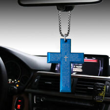 Blue Lucky Cross Car Rearview Mirror Hanging Ornaments Accessory Pendant Decor