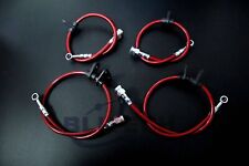 Stainless Steel Braided Brake Lines For 1988-1991 Honda Crx Si 1.5l 1.6l Red Dot