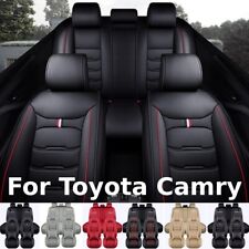 For Toyota Camry Full Set Pu Leather Car 5 Seat Covers Cushion Protector Pad Mat
