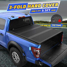 5.5ft 3-fold Fiberglass Hard Truck Bed Tonneau Cover For 2007-2024 Toyota Tundra