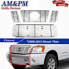Fits 2008-2015 Nissan Titan Billet Grille Front Grill Insert Chrome Combo 2013